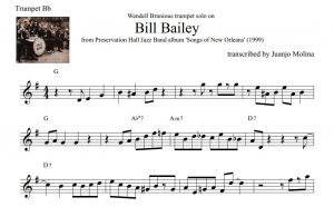 bill bailey wendell brunious trumpet solo transcription
